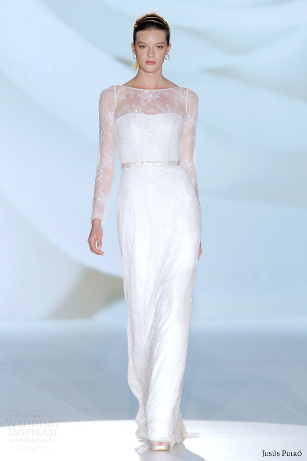jesus peiro bridal 2015 wedding dress illusion long sleeves