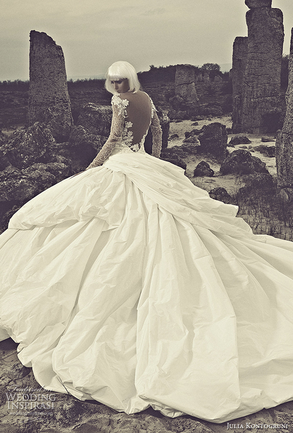 julia kontogruni 2015 ball gown wedding dress illusion long sleeves back view julia kontogruni 2015 ball gown wedding dress illusion long sleeves back view