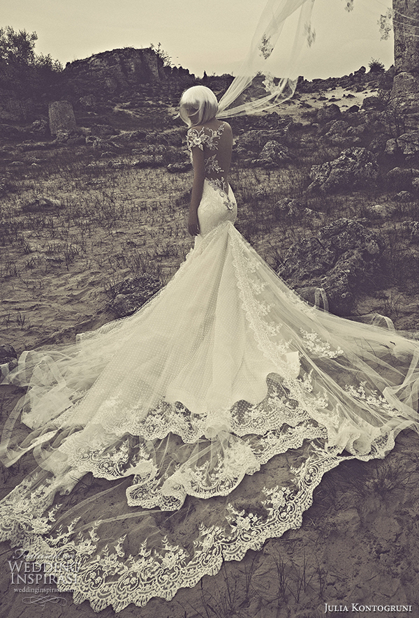 julia kontogruni 2015 mermaid wedding dress illusion back train view