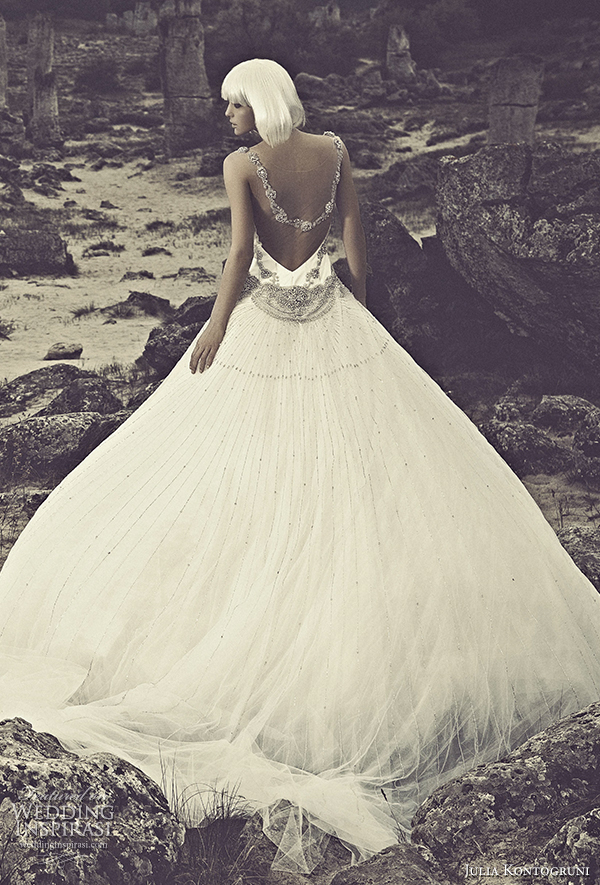 julia kontogruni 2015 wedding dress illusion neckline back view