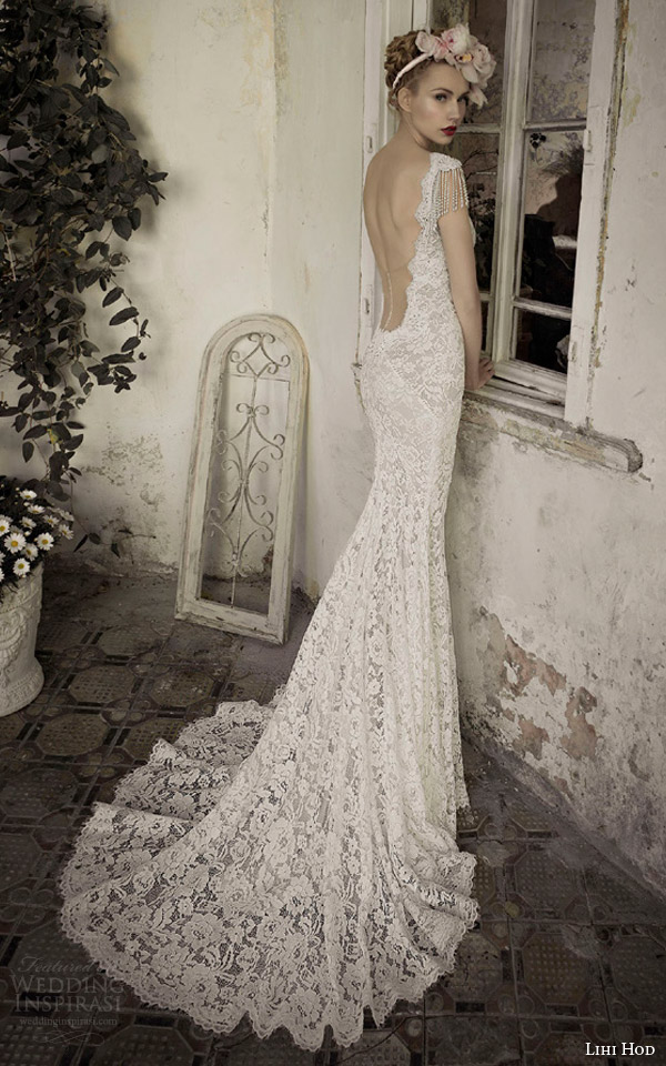 lihi hod bridal 2014 jade lace wedding dress back view train lihi hod bridal 2014 jade lace wedding dress back view train