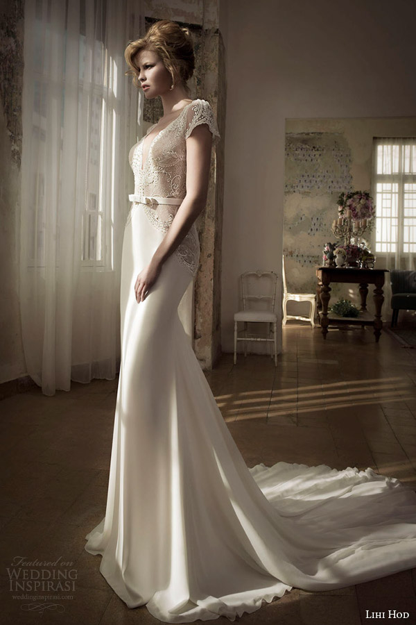 lihi hod wedding dress spring 2014 lay gown cap sleeves