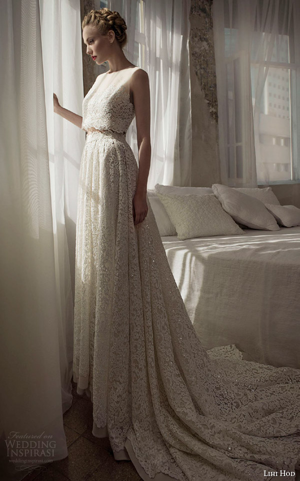 lihi hod wedding dresses 2014 julie m sleeveless lace top and skirt