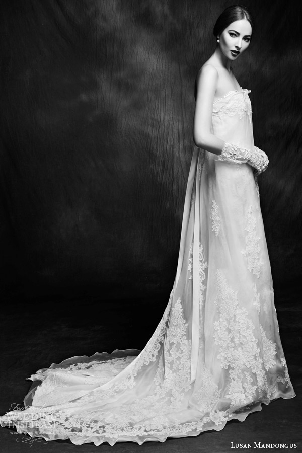 lusan mandongus bridal 2015 strapless lace wedding dress lm2848b