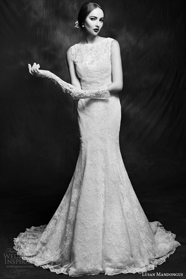 lusan mandongus wedding dresses 2015 sleeveless sheath lace gown scalloped neckline
