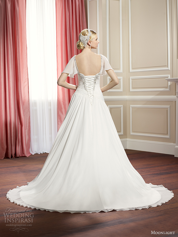 moonlight collection fall 2014 wedding dress j6319 back view