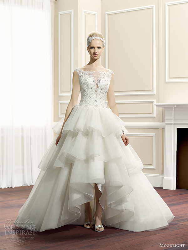 moonlight couture fall 2014 wedding dress h1260 front view