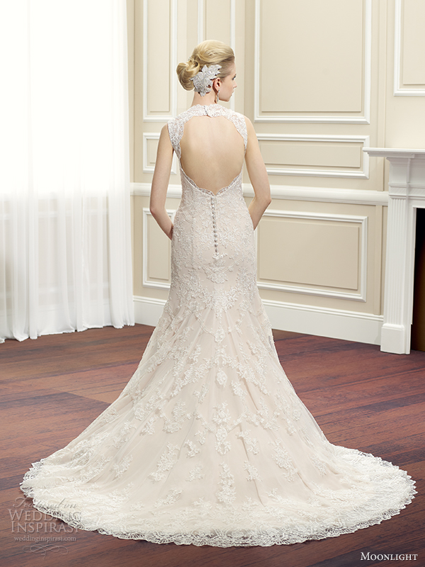 moonlight couture fall 2014 wedding dress h1263 back view