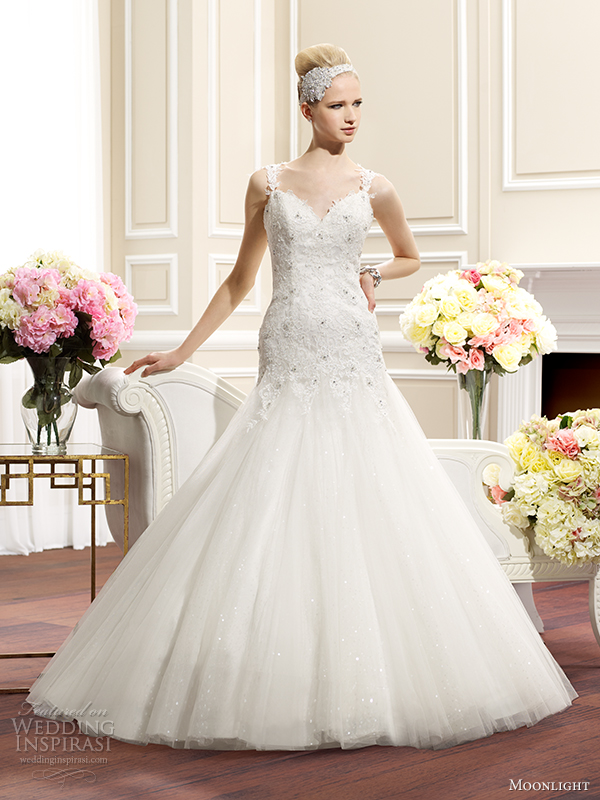 moonlight couture fall 2014 wedding dress h1264 front view