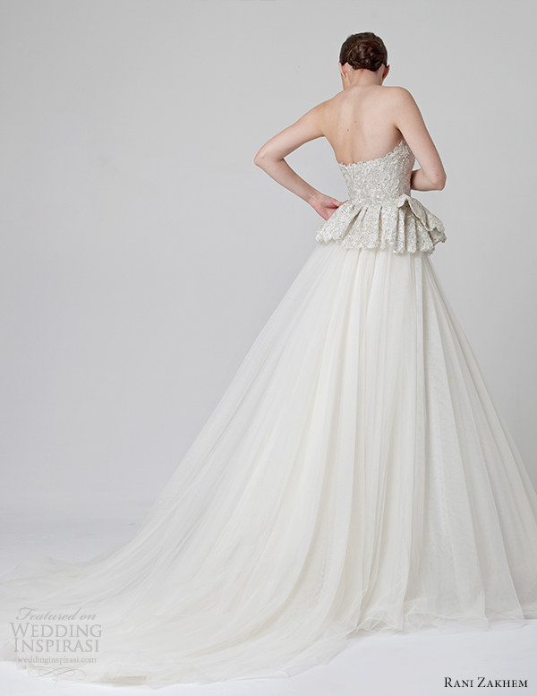 rani zakhem bridal spring 2014 wedding dress peplum back view