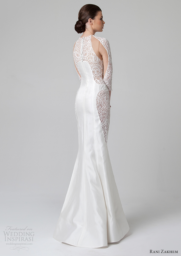 rani zakhem bridal spring 2014 wedding dress stunning sheer cutout panel back view