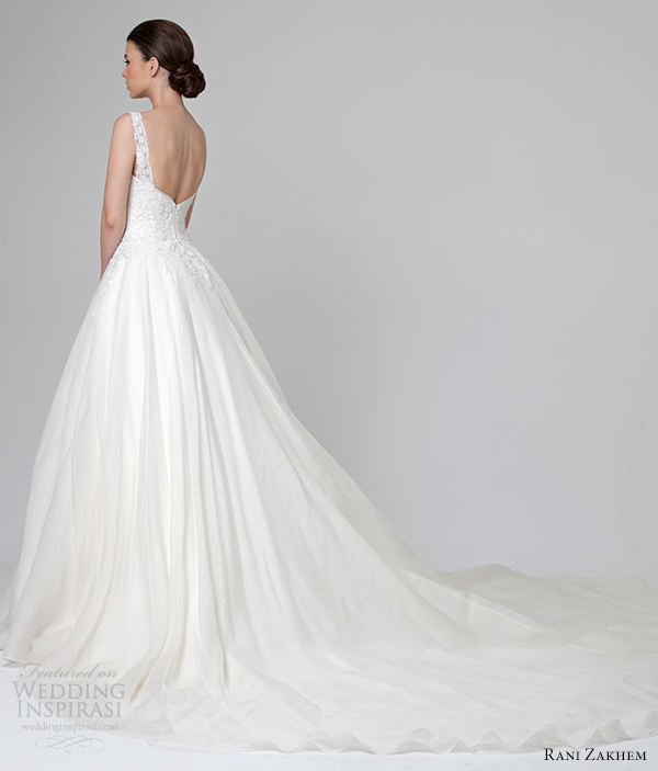 rani zakhem bridal spring summer 2014 wedding dress with strapsback view