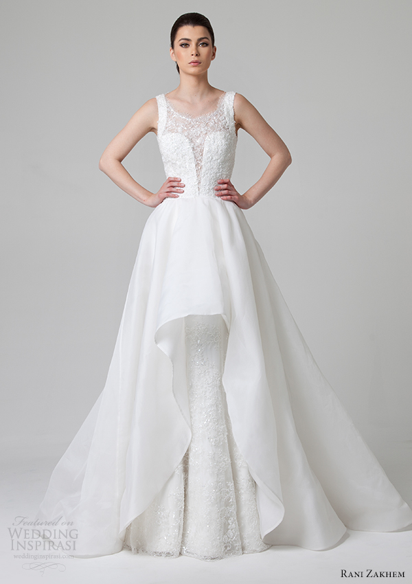 rani zakhem wedding dress spring 2014 sleeveless gown over skirt straps