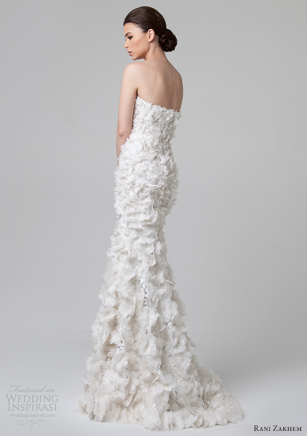 rani zakhem wedding dresses spring 2014 strapless gown petals back view