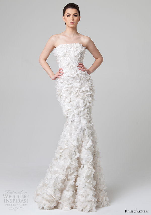 rani zakhem wedding dresses spring 2014 strapless gown petals