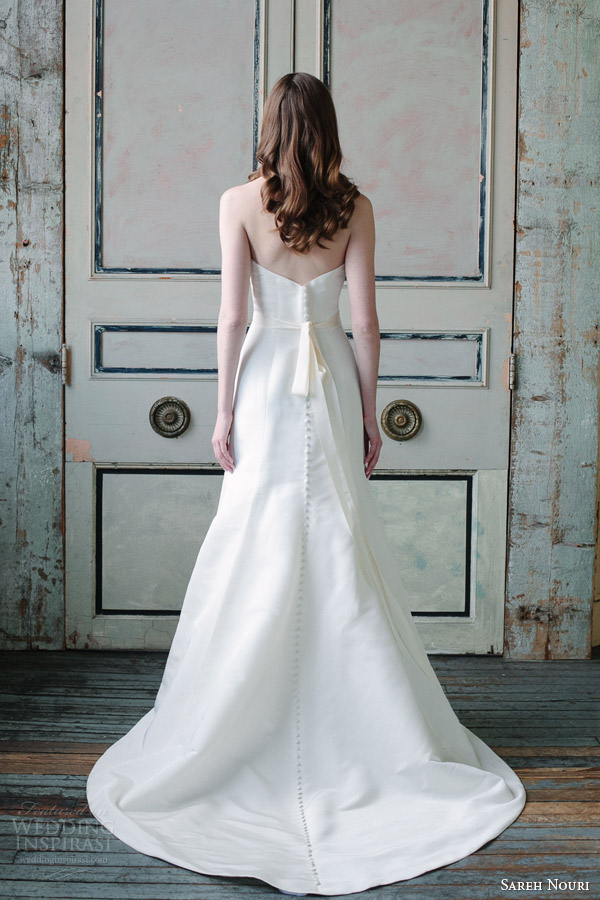 sareh nouri bridal spring 2015 annie strapless trumpet gown back view train