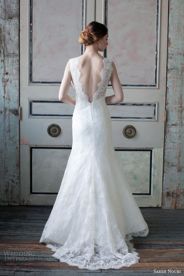 sareh nouri bridal spring 2015 ella wedding dress french alencon lace back view train