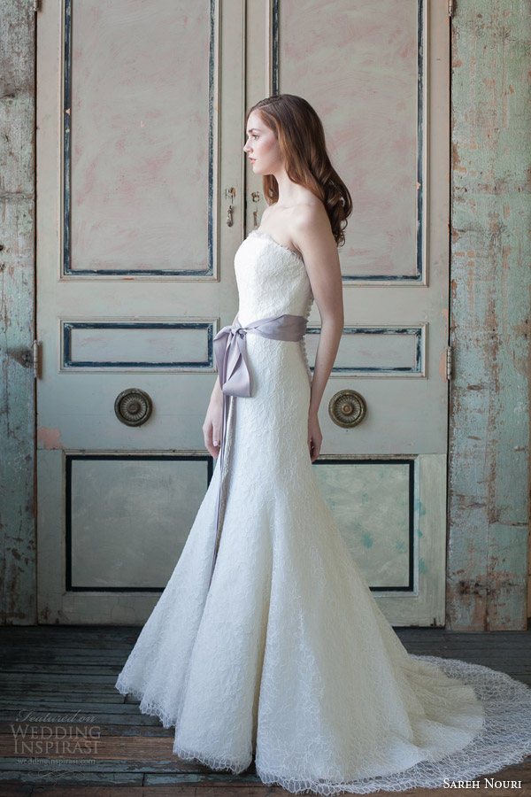 sareh nouri wedding dresses spring 2015 magnolia strapless lace gown sash side view