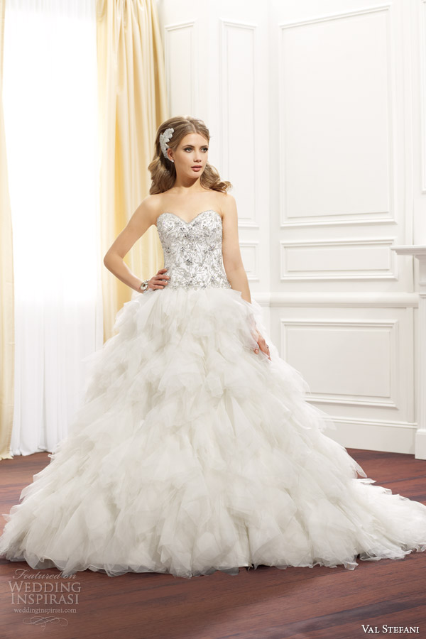 val stefani fall 2014 strapless ball gown wedding dress d8074 front view