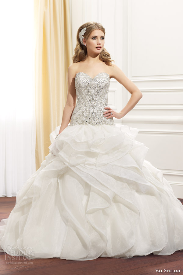 val stefani fall 2014 strapless ballgown wedding dress d8076 front view