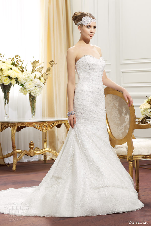 val stefani fall 2014 strapless wedding dress d8071 front view 2