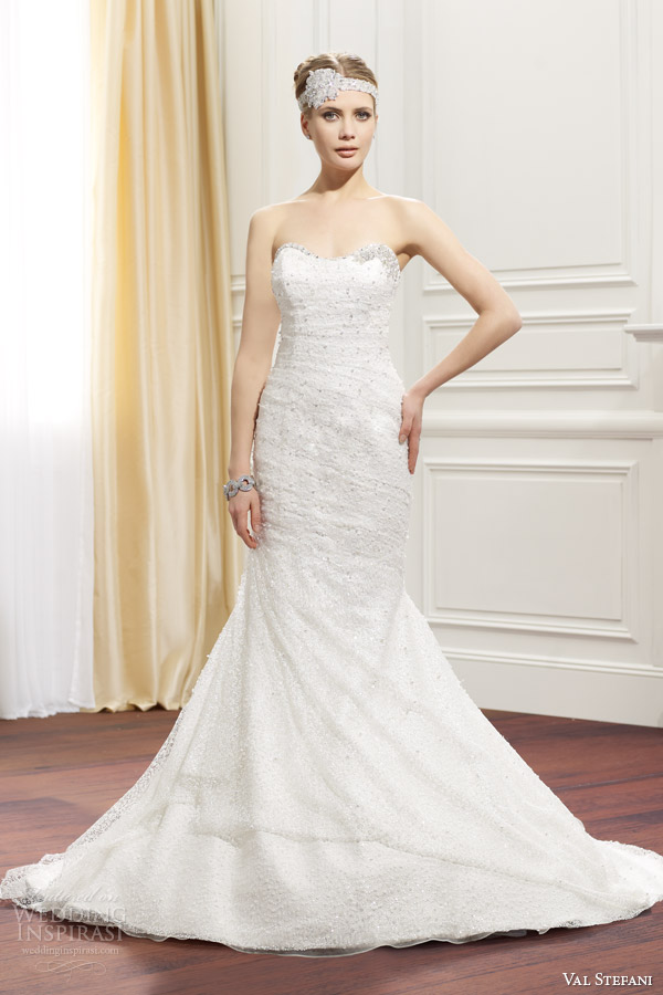 val stefani fall 2014 strapless wedding dress d8071 front view