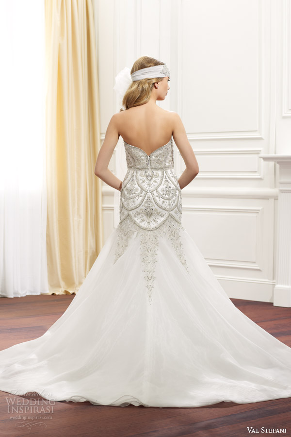 val stefani fall 2014 strapless wedding dress embellished bodice d8075 back view