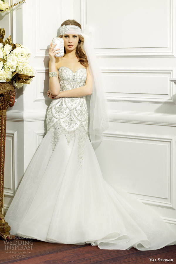 val stefani fall 2014 strapless wedding dress embellished bodice d8075