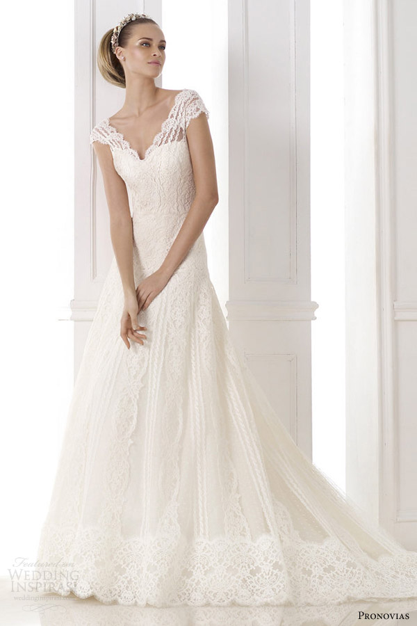 atelier pronovias 2015 kande v neck wedding dress cap sleeves