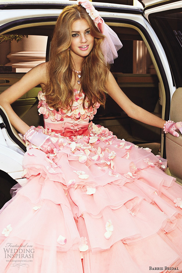 barbie bridal 2014 wedding dress luxurious barbie collection bb0132 pink