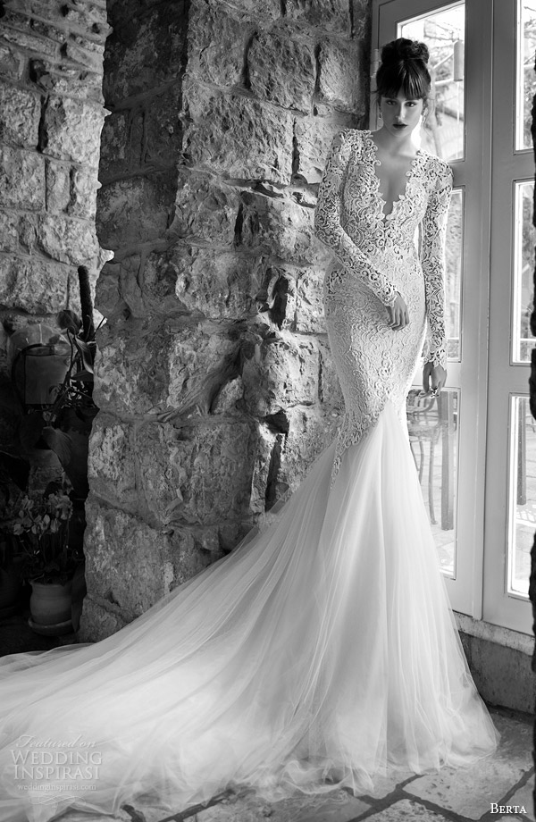 berta bridal 2014 summer edition long sleeve mermaid wedding dress full