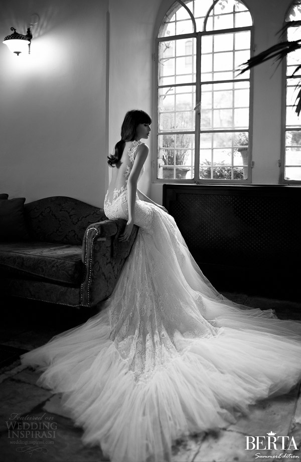berta bridal 2015 sleeveless wedding dress sexy illusion back view