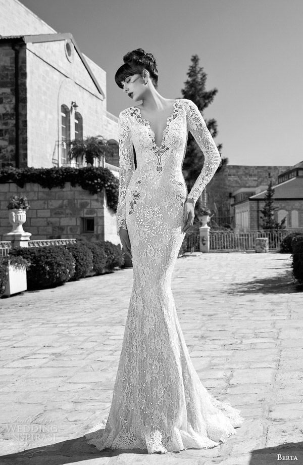 berta bridal summer edition 2014 long sleeve wedding dress full view