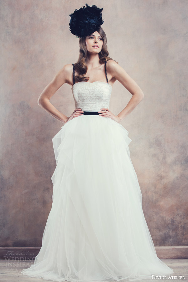 divine atelier 2014 wedding dress black straps galla