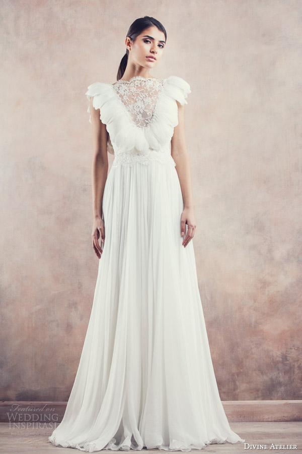 divine atelier bridal 2014 allegra wedding dress feather bodice