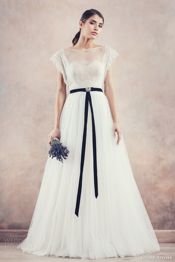 divine atelier bridal 2014 aris wedding dress lac flutter sleeves