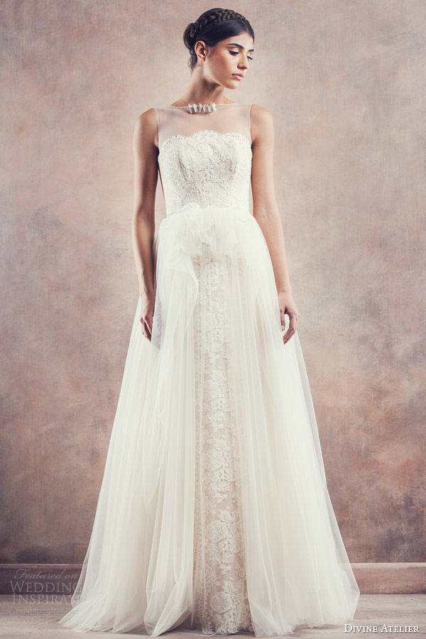 divine atelier bridal 2014 wedding dress illusion neckline rebeca