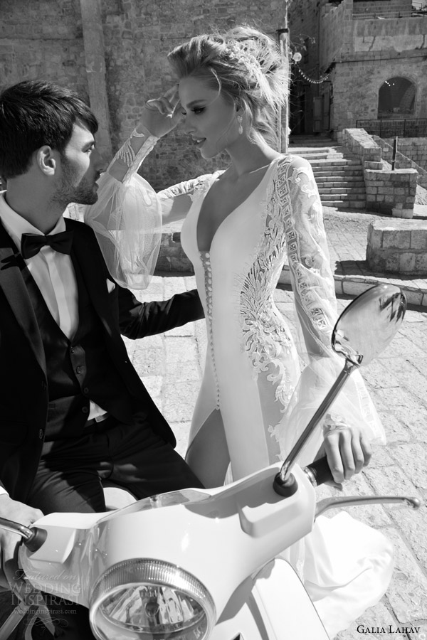 galia lahav 2015 bridal paradicio long sleeve wedding dress close up