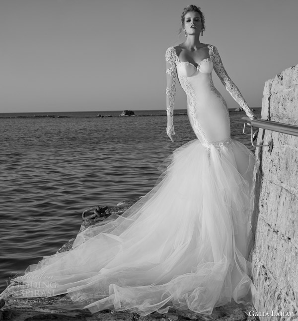 galia lahav wedding dresses spring 2015 tulia long sleeve gown full tulle skirt front view