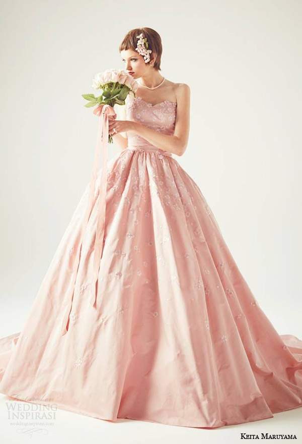 keita maruyama japan 2014 strapless pink ball gown wedding dress