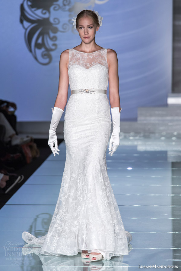 lusan mandongus 2015 sleeveless wedding dress illusion neckline