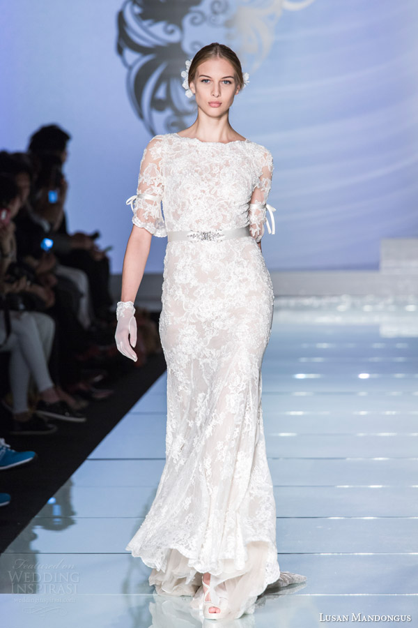 lusan mandongus 2015 sposa italia half sleeve wedding dress