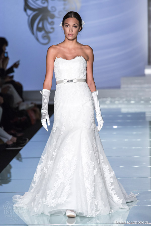 lusan mandongus bridal 2015 strapless wedding dress lm2843b