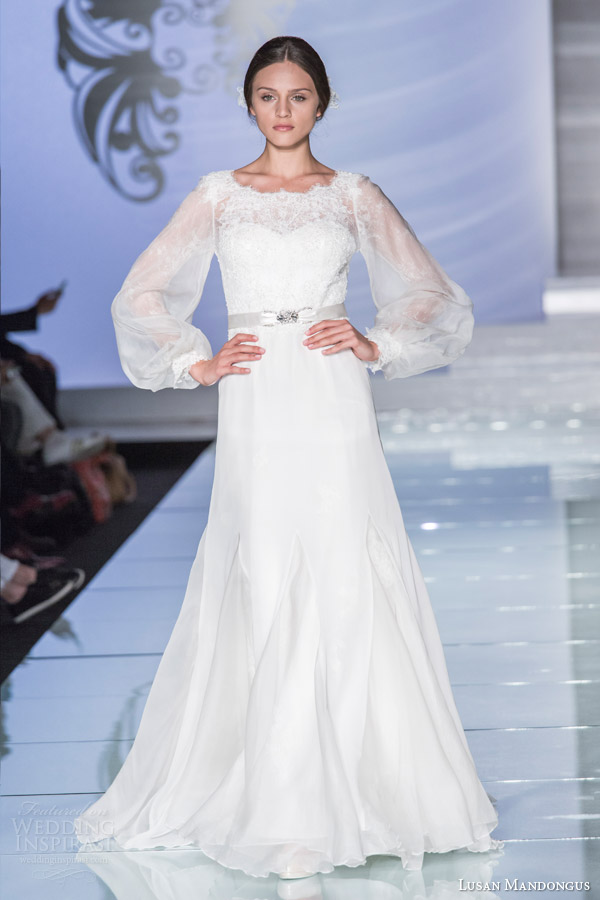 lusan mandongus wedding dresses 2015 long sleeve gown lm2855b