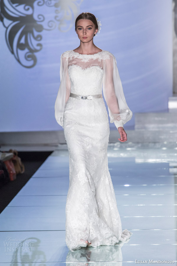lusan mandongus wedding dresses 2015 long sleeve gown lm2857b