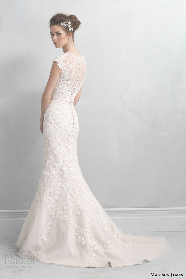 madison james bridal 2014 cap sleeve wedding dress style mj10 back view train