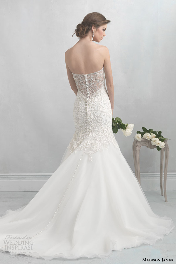 madison james bridal 2014 strapless mermaid gown style mj08 sheer back view