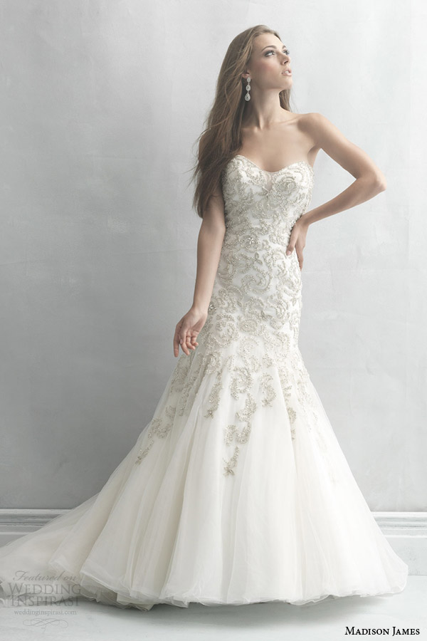 madison james fall 2014 strapless wedding dress with beading style mj01