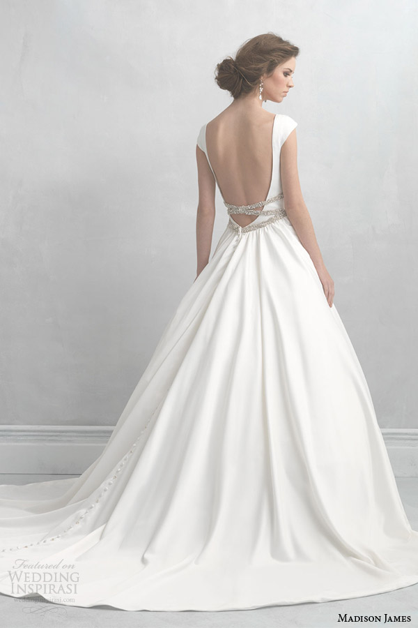 madison james wedding dresses 2014 cap sleeve satin ball gown style mj07 back view