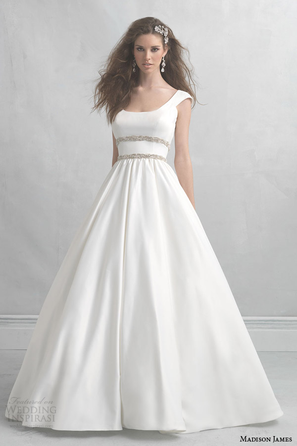 madison james wedding dresses 2014 cap sleeve satin ball gown style mj07